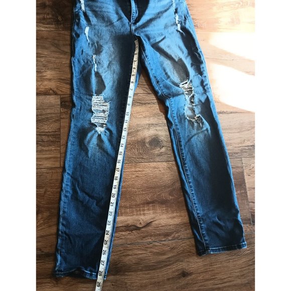 Rock & Republic Women's Jeans Sz 12 M Berlin Skinny Mid Rise Medium Wash Ripped - Picture 5 of 9